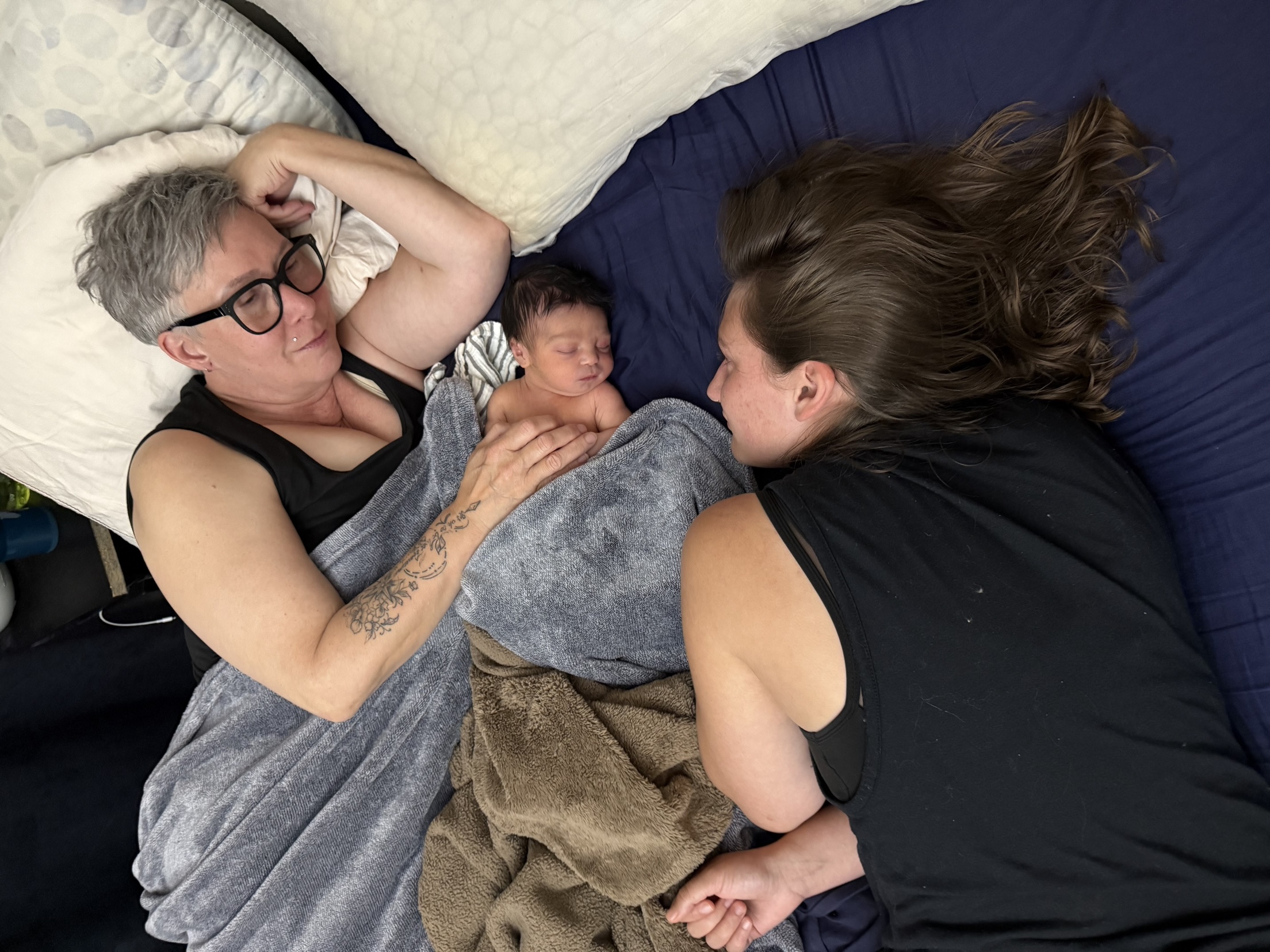 Quiet bonding moment with newborn